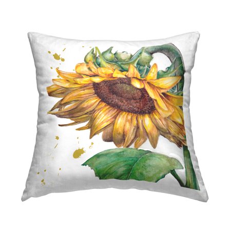 Stupell Industries Drooping Sunflower Bloom Decorative Printed Throw Pillow, 18 x 18