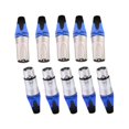 thumbnail image 3 of 10 piezas de conector de cable XLR macho y hembra de aleación de conector de línea de micrófono compacto azul, 3 of 9