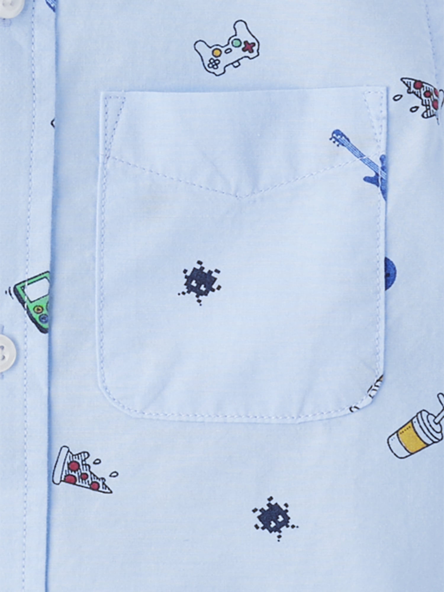 The Children's Place Boys Short Sleeve Allover Gamer Doodles Woven, Sizes XS-XXL