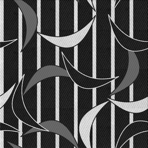 Ahgly Company Indoor Square Patterned Night Black Area Rugs, 5' Square