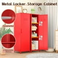 thumbnail image 3 of 1 Door 51.3" Metal Locker Storage Cabinet, Kids Locker Changing Room, Steel Kids Wardrobe with 2 Adjustable Shelves and Hanging, Steel File Cabinet Organizer for School Gym Home Office, 3 of 7