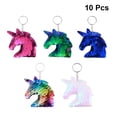 thumbnail image 2 of MasteelfCA 10pcs Glitter Sequins Unicorn Keychain Keyring Colorful Key Chain Charm Key Holder (Colorful, Rosy, Green, Dark Blue and White), 2 of 7