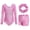 1-Light Pink558, variant on Girls Long Sleeve Ballet Gymnastics Leotard Shorts Scrunchie 3Pcs Set, Sizes 5-6