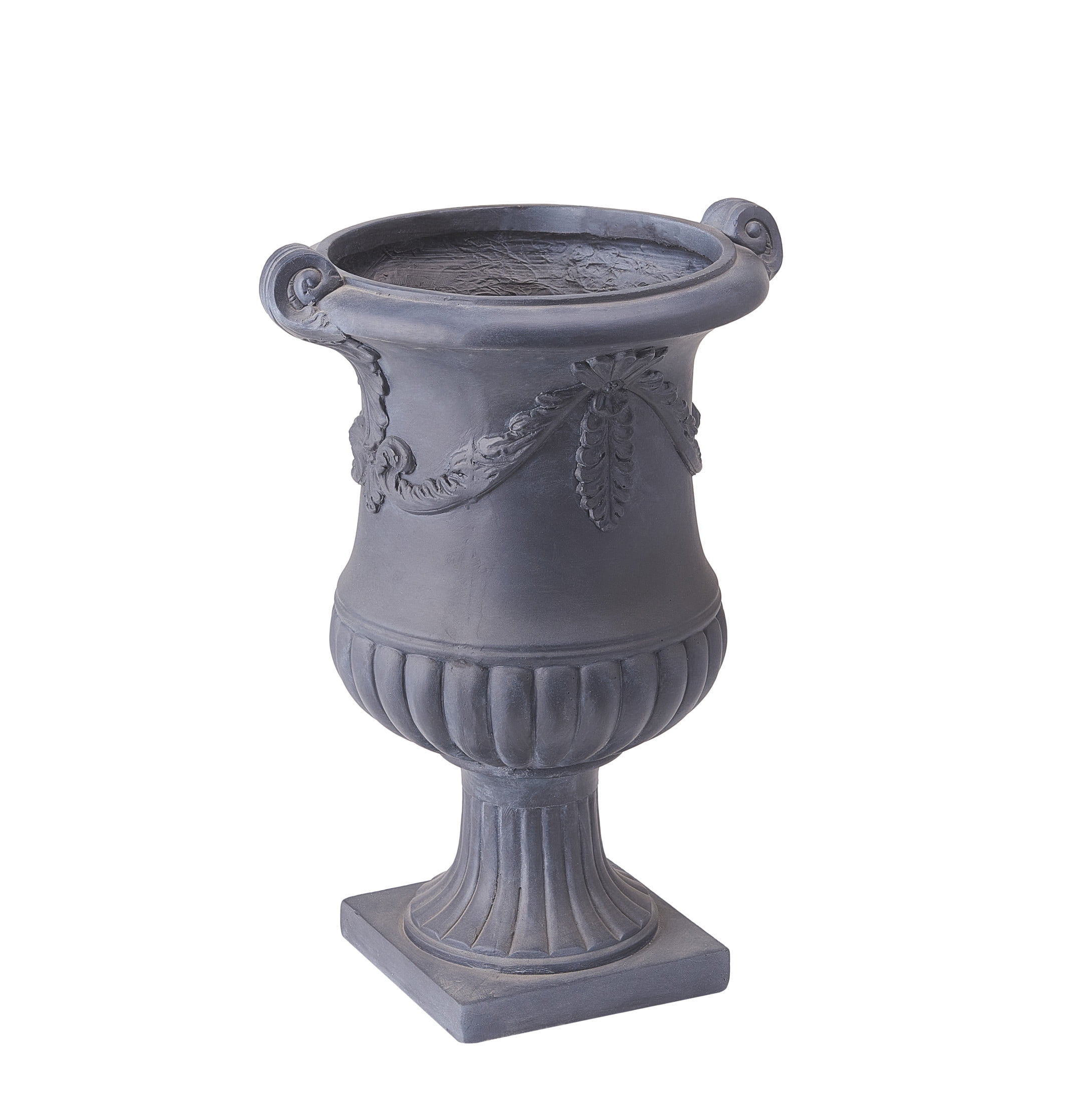 Christopher Knight Home MGO Flower Urn Planter with Scroll Handles, Black Finish