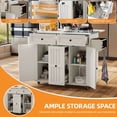 thumbnail image 2 of Craftian Kitchen Island with Wheels & Seating, Kitchen Island Cart with Drop Leaf & Storage, White, 2 of 8