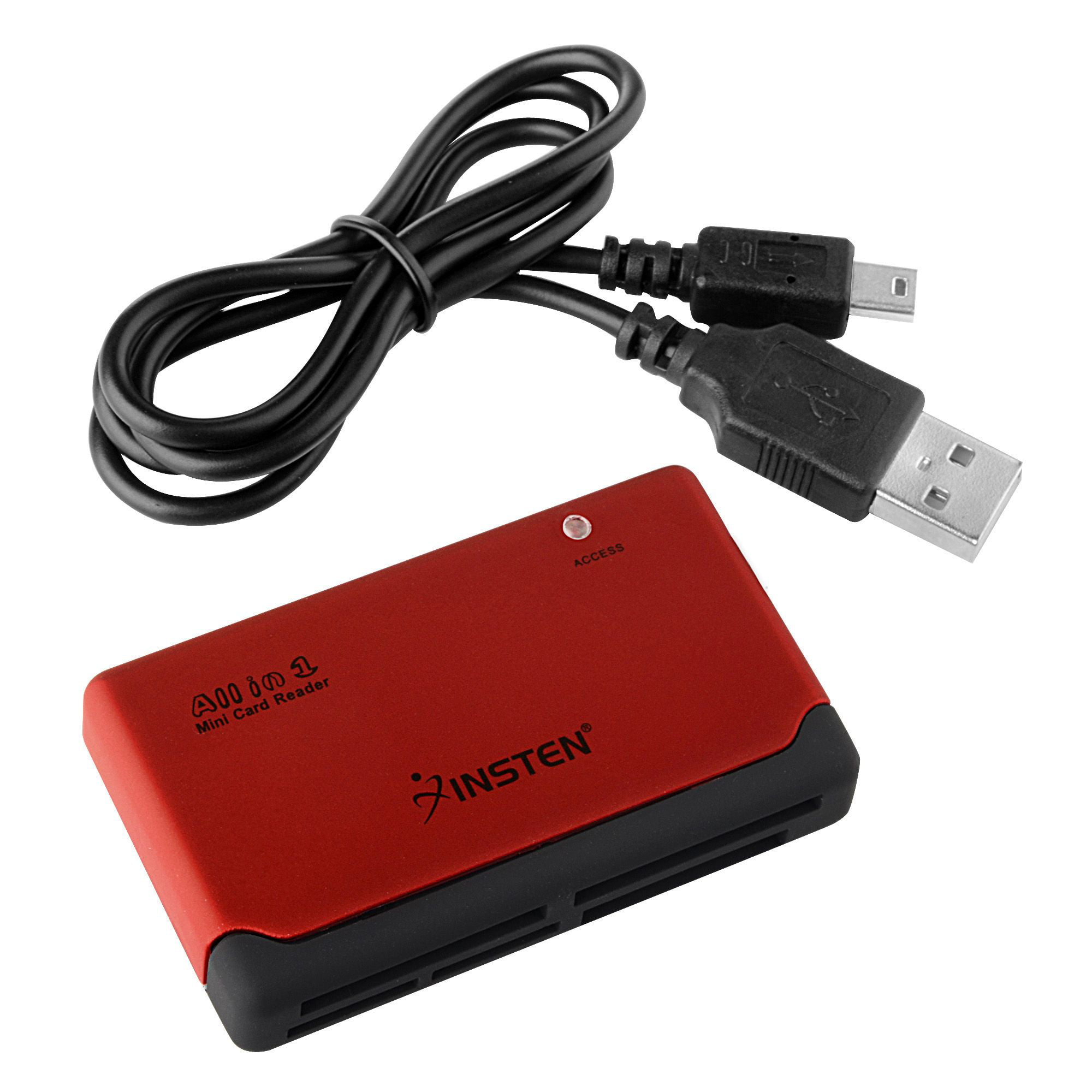 Insten 26-In-1 Memory Card Reader , Red (supports CF SD SDHC XD MMC Micro SD MS Pro Duo M2 Micro Drive)