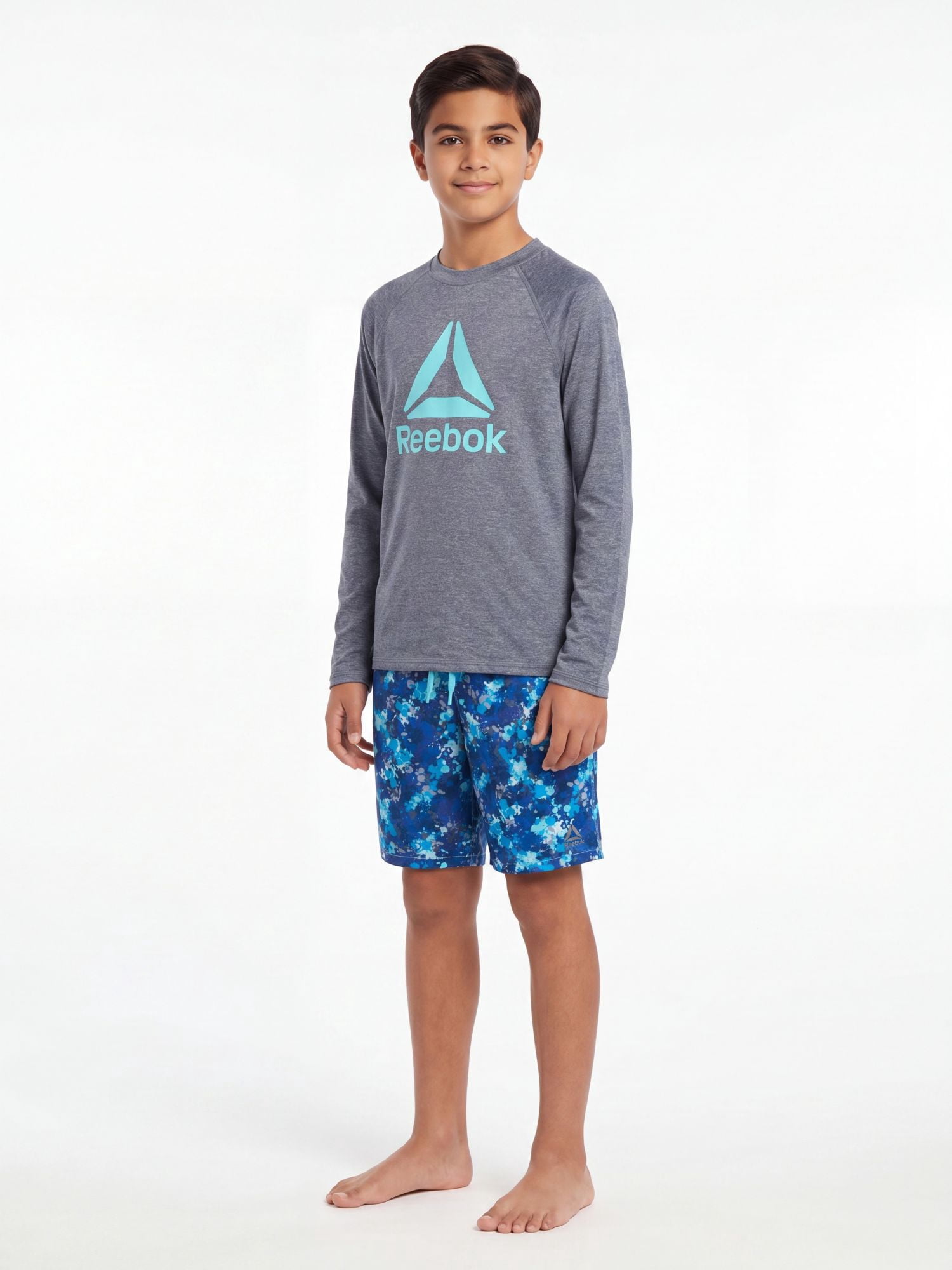 Reebok Boys Long Sleeve Rashguard with UPF 50+ Protection, Sizes 4-18