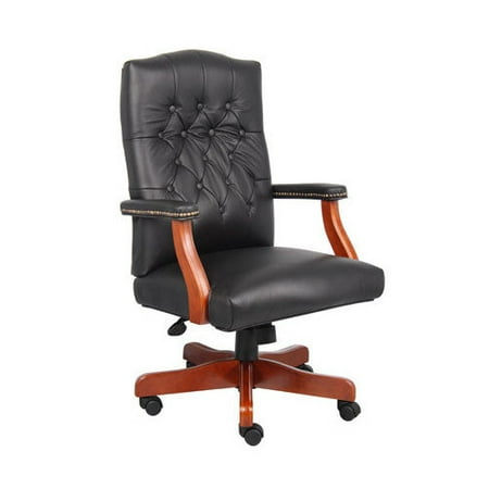 Boss Office Products Traditional Adjustable High-Back Leather Office Chair