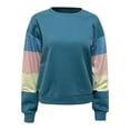 thumbnail image 3 of Annhoo Fall Sweatshirts for Women Trendy Color Block Long Sleeve Crewneck Pullover Casual Loose Crop Shirts, 3 of 4