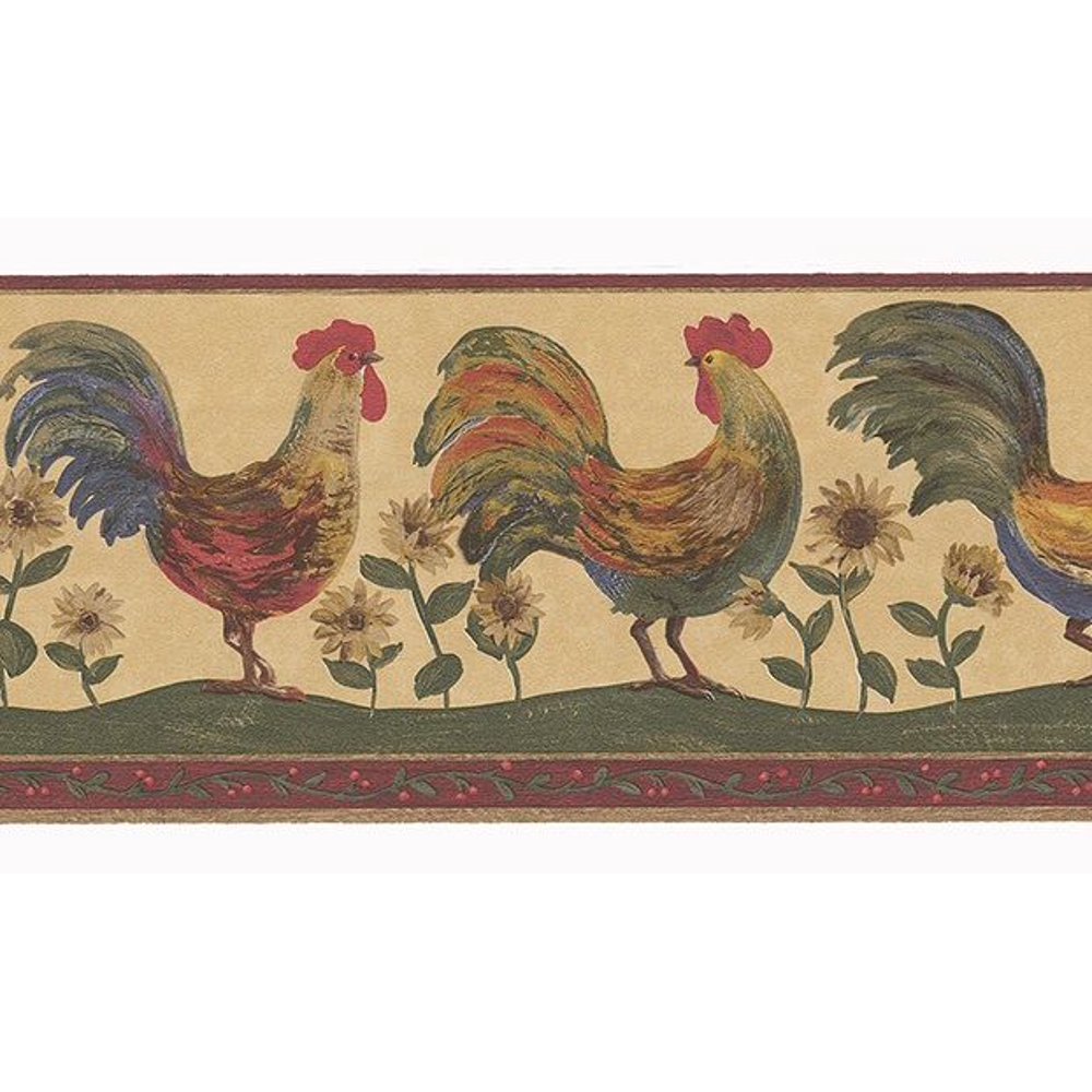 879739 Heart of The Country Rooster Poultry Wallpaper Border FDB50169