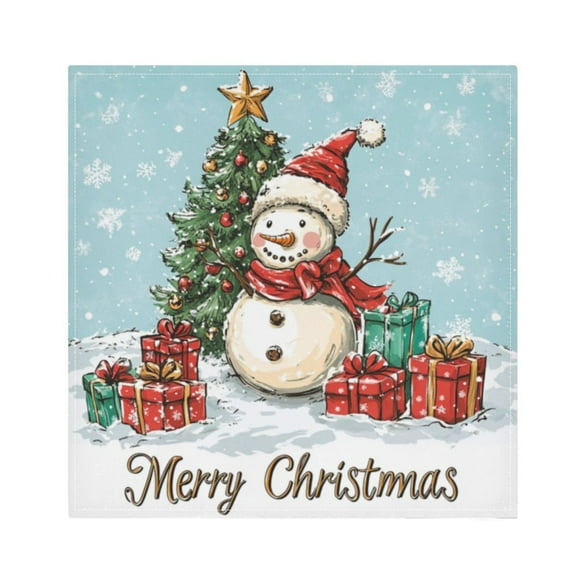 Napkin Satin Napkin 20*20Inchx1 Kitchen Towel Dinner Plate Towel Decorative Towel Napkin Tea Towel Suitable For Kitchen Table Christmas Cartoon Snowman Picture