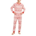 thumbnail image 2 of Yuaguia Family Matching Christmas Pajamas, Nordic Reindeer Snowflake Fair Isle Print Long Sleeve Top and Red White Holiday Pattern Lounge Pants Sleepwear Set, Men 2XL, 2 of 6
