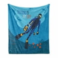 thumbnail image 1 of Diver Soft Flannel Fleece Blanket, Diving is My Life Typography with Fish and Reef Fully Equipped Man Ready to Explore, Cozy Plush for Indoor and Outdoor Use, 70" x 90", Multicolor, by Ambesonne, 1 of 6