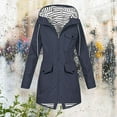 thumbnail image 5 of Frostluinai Women's Waterproof Raincoat Lightweight Rain Jacket Striped Lined Zip Up Hooded Windbreaker with Pockets for Outdoor S-3XL, 5 of 7