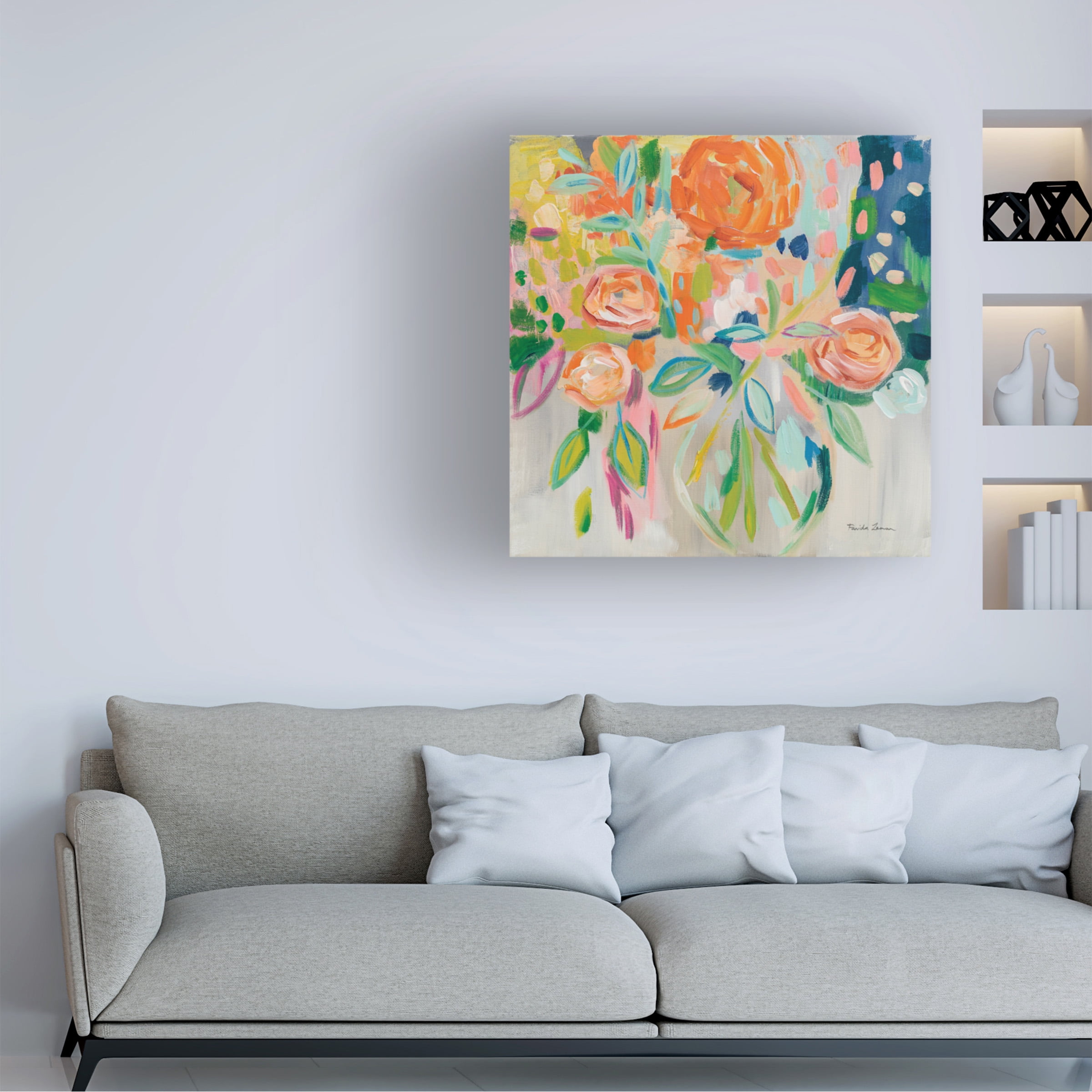 Trademark Fine Art Farida Zaman Summer Orange Floral Canvas Wall Art - 24x24