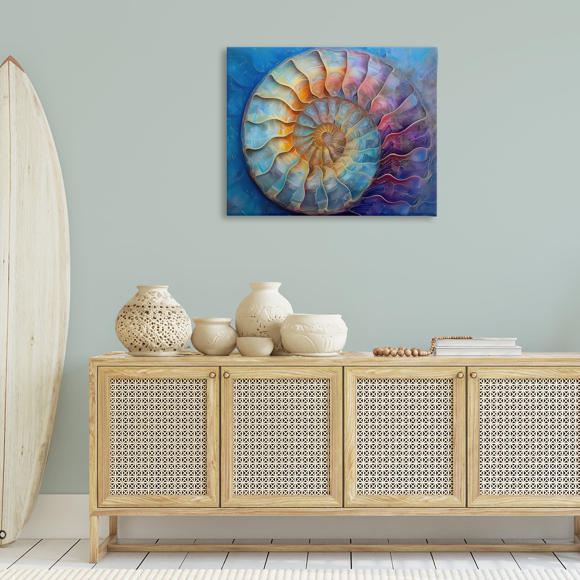 Stupell Industries Maritime Nautilus Spiral Animals Painting Wrapped Canvas Art Print Wall Art, 40 x 30