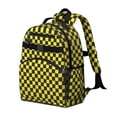 thumbnail image 2 of Yellow and Black Checkerboard Backpack for School,Cute School Bag,Schoolbag with Adjustable Shoulder Straps & Padded Back,15.25"x11.5"x5.25", 2 of 6