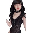 thumbnail image 2 of Mono sin mangas para mujer Sheer Mesh Lace Gothic Lace Up Party Club Body Casual Playsuit Rompe Abanopi Mono sin mangas para mujer, 2 of 7