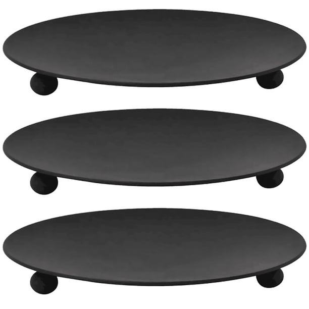 3 piezas plato de vela de hierro candelabro simple bandeja de almacenamiento de velas suministros para fiestas