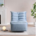 thumbnail image 4 of Velvet Lazy Chair, 360° Swivel Accent Lounge with Ottoman and Side Pocket, Leisure Upholstered Sofa Chair Reading Chair for Living Room Bedroom Home, Lake Blue, 4 of 9