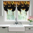 thumbnail image 5 of Tie Up Curtains for Windows Orange Leaves Valance Adjustable Balloon Curtain Pastoral Leaf Plant Black Tie Up Shades for Kitchen Living Room Bedroom Privacy Curtain Drape 34x45 Inch, 5 of 9
