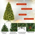 thumbnail image 2 of Gymax Pre-Lit 7' Premium Spruce Artificial Christmas Tree Hinged 460 LED Lights Pine Cones, 2 of 9