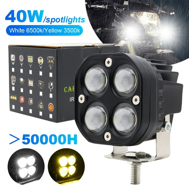 Faros LED adicionales Likrtyny luces antiniebla para motocicleta 3 pulgadas 12V-48V blanco amarillo