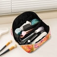 thumbnail image 2 of FORMRS Makeup Bag Travel Cosmetic Organizer for Women Fold Flat Zipper Pouch with Handle, Pink Abstract Floral, 2 of 8