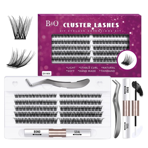 Lash Clusters 40D-0.07D-9-16MIX B&Q LASH Pestañas individuales 280 grupos de pestañas postizas 20D 30D 40D Extensiones de pestañas individuales Cluster DIY Extensiones de pestañas en casa (40D-0.07D,9