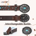 thumbnail image 5 of SUOSDEY Turquoise Buckle Western Leather Belt for Women Men Cowgirl Cowboy Concho Leather Belt, 5 of 8