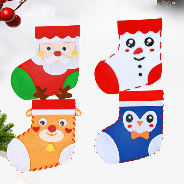 Travelwant 8sets Christmas Felt Crafts Christmas Ornaments DIY Crafts Christmas Stocking Sewing Kits Felt Christmas Ornament Kits for Christmas Party