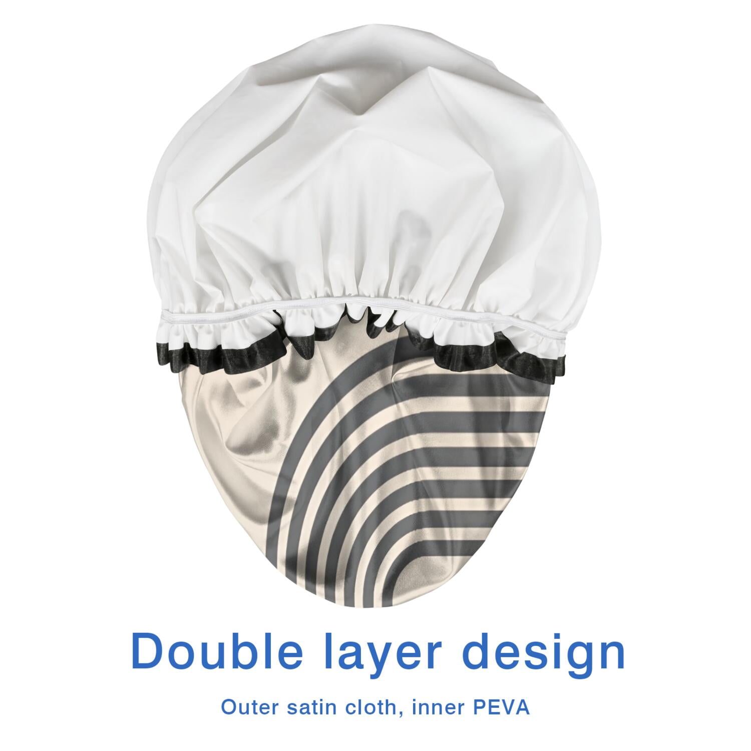 Shower Caps,Brown Boho Geometric Pattern Waterproof Shower Cap for Women 4 Pieces,Double Reusable Hair Cover for Shower PEVA Elastic Stretch Hem