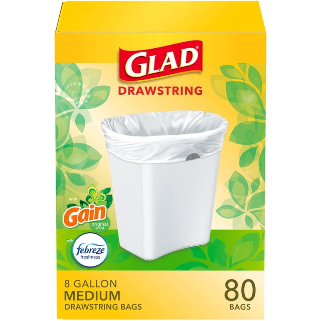 Bolsas de basura Glad Medium Gain de 30 litros, originales, con Febreze, 80 unidades