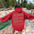 thumbnail image 5 of Jesus Has My Back Hoodie Christian Sweatshirt for Teen Girls Long Sleeve Jesus Hoodie Christian Religious Sayings Pullover Sweater Oversized Bible Verse Sweatshirts Red XXL, 5 of 7