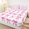 thumbnail image 4 of Erosebridal Cute Coquette Bowknot Bed Sheets For Girls,Pink Kawaii Bowtie Kids King Sheets 4pcs, 4 of 6