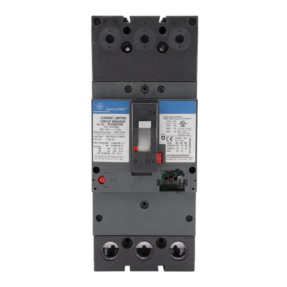 GE SFHA36AT0250 Bolt-On Mount Type SFH Molded Case Circuit Breaker 3-Pole 250 Amp 600 Volt AC Spectra RMS™
