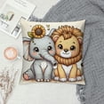 thumbnail image 2 of JEUXUS Aesthetic Decorative Watercolor Animal Sunflower Sherpa Short Plush Pillowcase White, 2 of 5