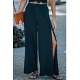 thumbnail image 1 of POGLIP Pantalon Large Taille Mi-Haute Fendu sur le Côté pour Femmes Noir, 1 of 6