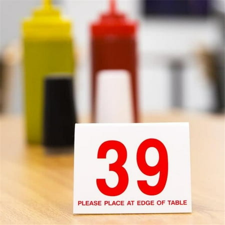 Cal Mil Number Tents - Cal Mil 234-1 White with Red 26 to 50 Break Resistant Number Tent