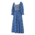 thumbnail image 6 of Cenuakty Women Long Dress, Long Sleeve Dress Square Neck Embroidery Flower Loose Swing Dress, 6 of 9