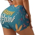 thumbnail image 1 of Balery Happy Easter Pantalones cortos de entrenamiento estampados para mujer, sin costuras, ajustados, para gimnasio, yoga, correr, deportes, ejercicio activo, fitness.-Medium, 1 of 8