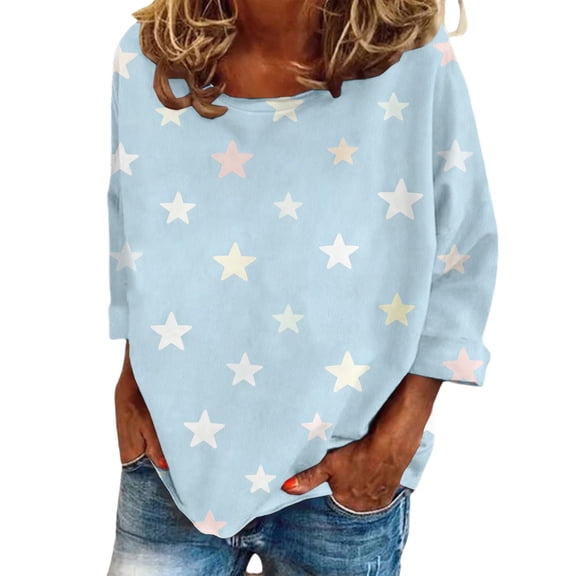 MEICHEN Long Sleeve Shirts for Women Spring Crew Neck Ladies Tops Loose Fit Print Tee Summer Fashion Clothing for Women