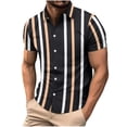 thumbnail image 2 of ALLLIST Men Shirts Collared Casual Short Sleeve Button Down Shirts Black Striped Men's Clothes, 2 of 8