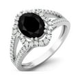 thumbnail image 2 of 2.56 cts Black Spinel Split Shank 925 Sterling Silver Solitaire Halo Mother's Day Gift Ring, 2 of 3