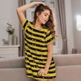 thumbnail image 3 of Sikiie Striped With Bees Print Women's Short-sleeved Nightdress, Round Neck Pullover Nightdress Pajamas Summer Home Wear, 3 of 6