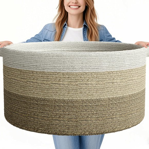 Cuerda de algodón tejida Basket GOPAS 125L, 63 cm x 41 cm, tamaño gigante