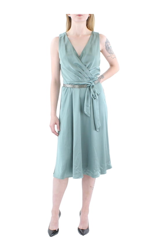 Womens Midi V-Neck Cocktail and Party Dress