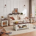 thumbnail image 3 of Leyaoyao Living Room Table Set of 3, Rustic Coffee Table & 2 Side Tables with Wooden Legs, Coffee and End Table Sets for Living Room, White, 3 of 10