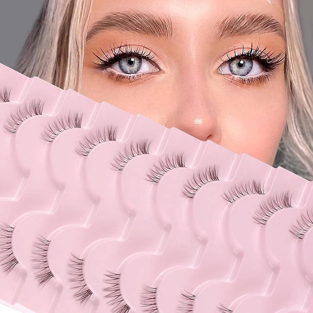 (10 pares, 10 mm, 10 mm, 7 mm) Demi Faux Cils Bande Transparente 3d Faux Cils Demi Cils Naturels Cat Eye Soft Corner Faux Cils Cat Eye Corner Faux