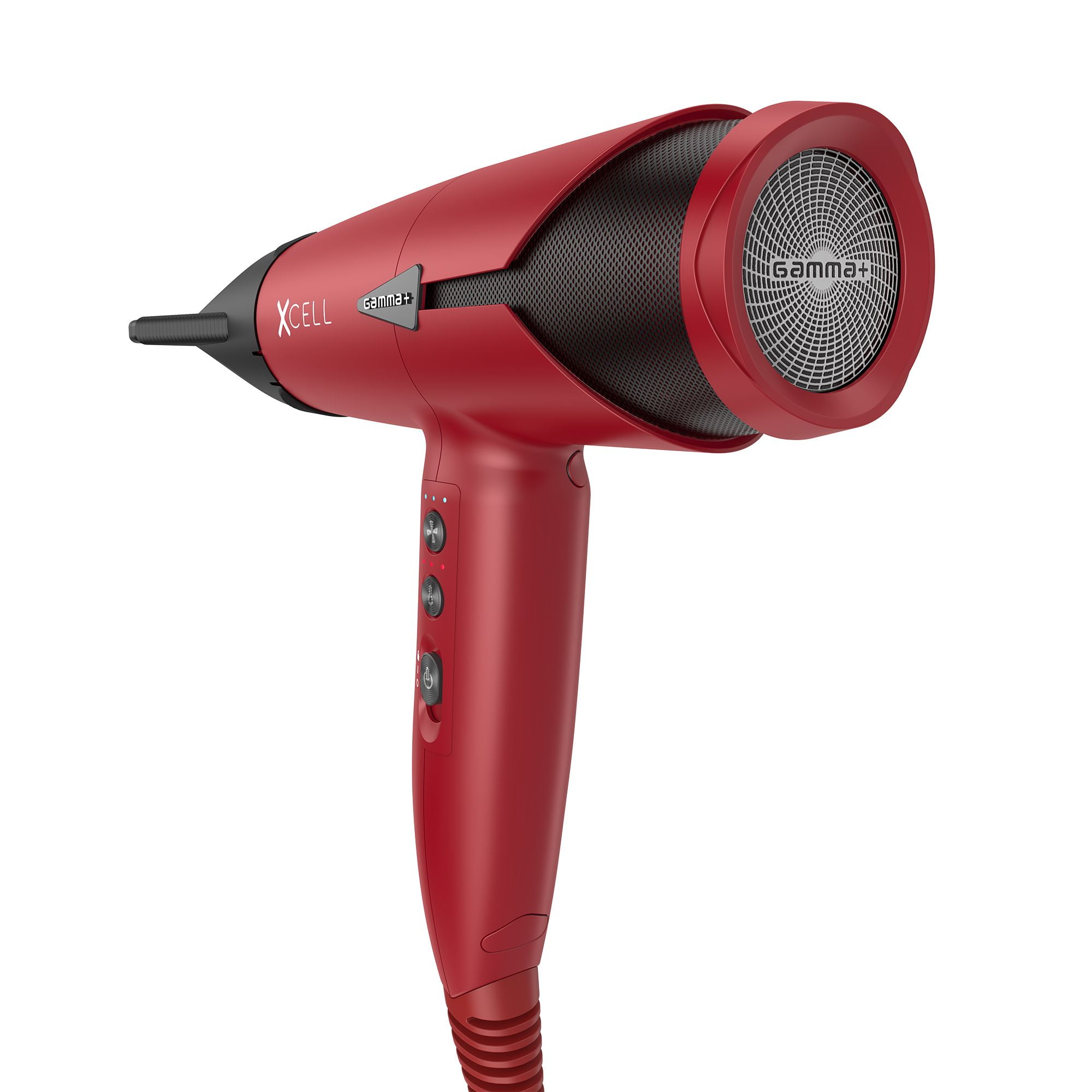 GAMMA+ XCell Professional Ultra-Lightweight Hair Dryer Digital Motor Ionic Technology Whisper Quiet 12 Heat and Speed Settings, Matte Red